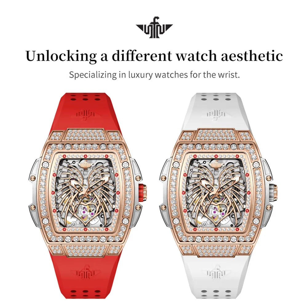 OUPINKE Gift Box Set ladies' watches waterproof pretty Jewelry Diamond Dial automatic watch fow women Bracelet necklace watch