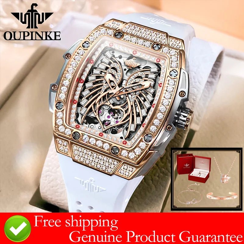 OUPINKE Women Watch Gift Box Set – Diamond Dial Automatic - Dan&