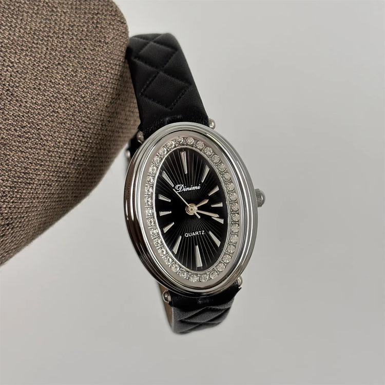 Pigeon Egg Watch – 2025 Diamond Plaid Leather Fashion Versa - Dan&