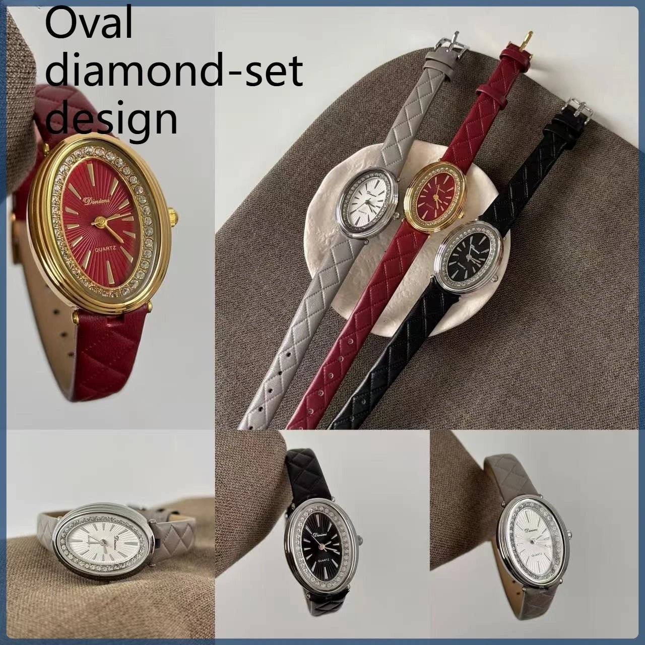 Pigeon Egg Watch – 2025 Diamond Plaid Leather Fashion Versa - Dan&