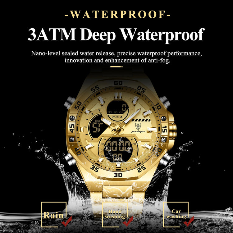 POEDAGAR Men Watch – Sport LED Waterproof Quartz Wristwatch - Dan&