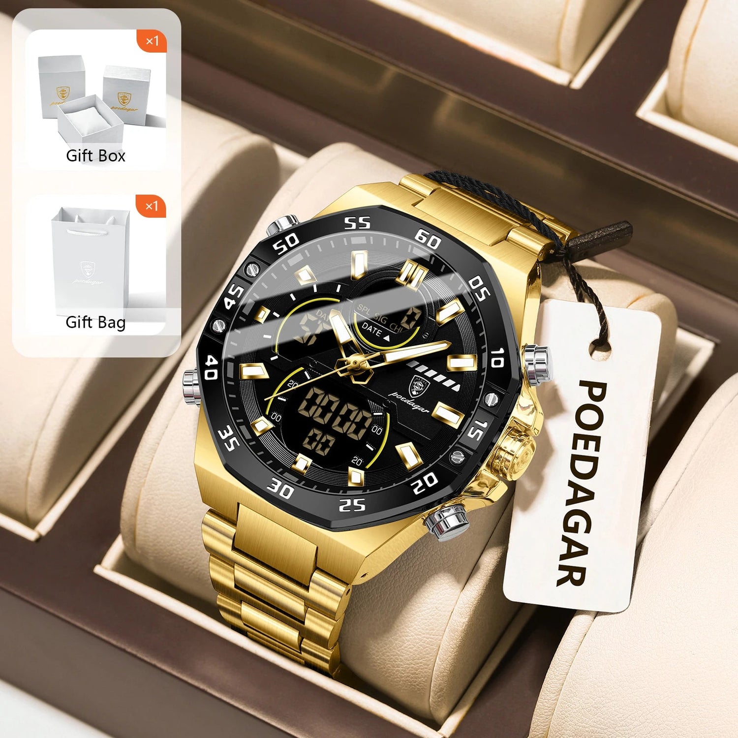 POEDAGAR Men Watch – Sport LED Waterproof Quartz Wristwatch - Dan&